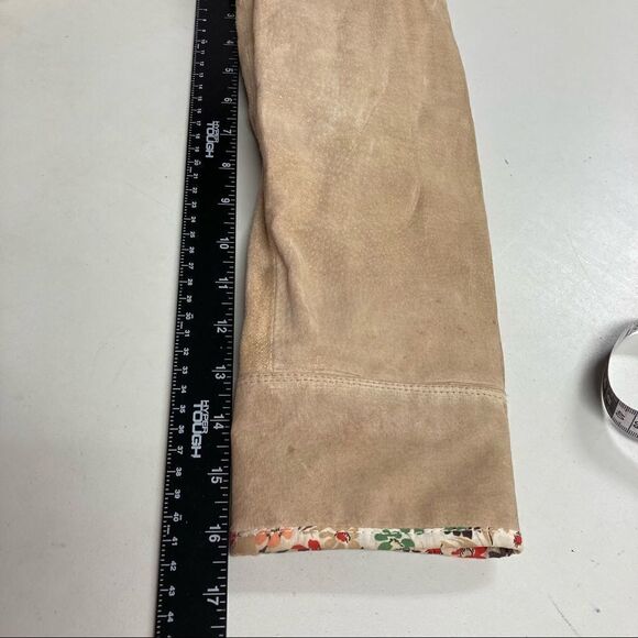 JDS COLLECTION,Women’s Leather Jacket, Tan, Large, Floral lining, Snap button - Picture 5 of 13